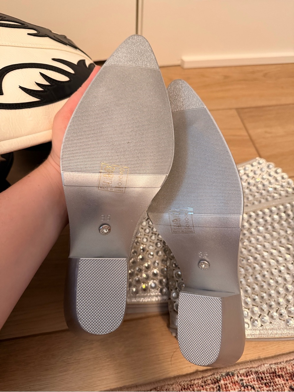 Silver Rhinestone Over-the-Knee Boots - Picture 4 of 4